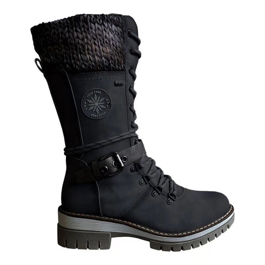 Davellia | Women’s Lace-Up Boots with Knit Cuff