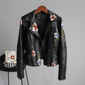 Davellia | Women’s Floral Design Zip-up Biker Jacket