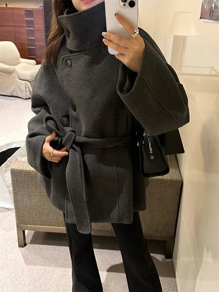 Davellia  | Women’s Spring Textured High Collar Coat
