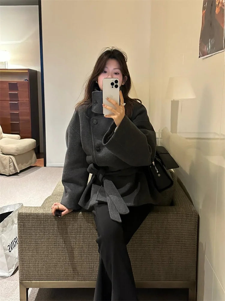 Davellia  | Women’s Spring Textured High Collar Coat