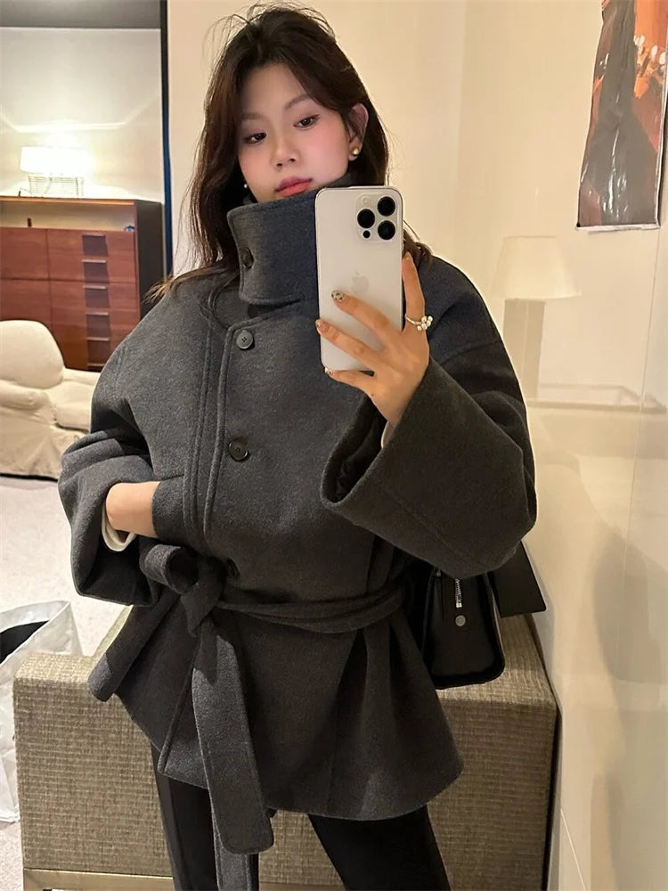Davellia  | Women’s Spring Textured High Collar Coat