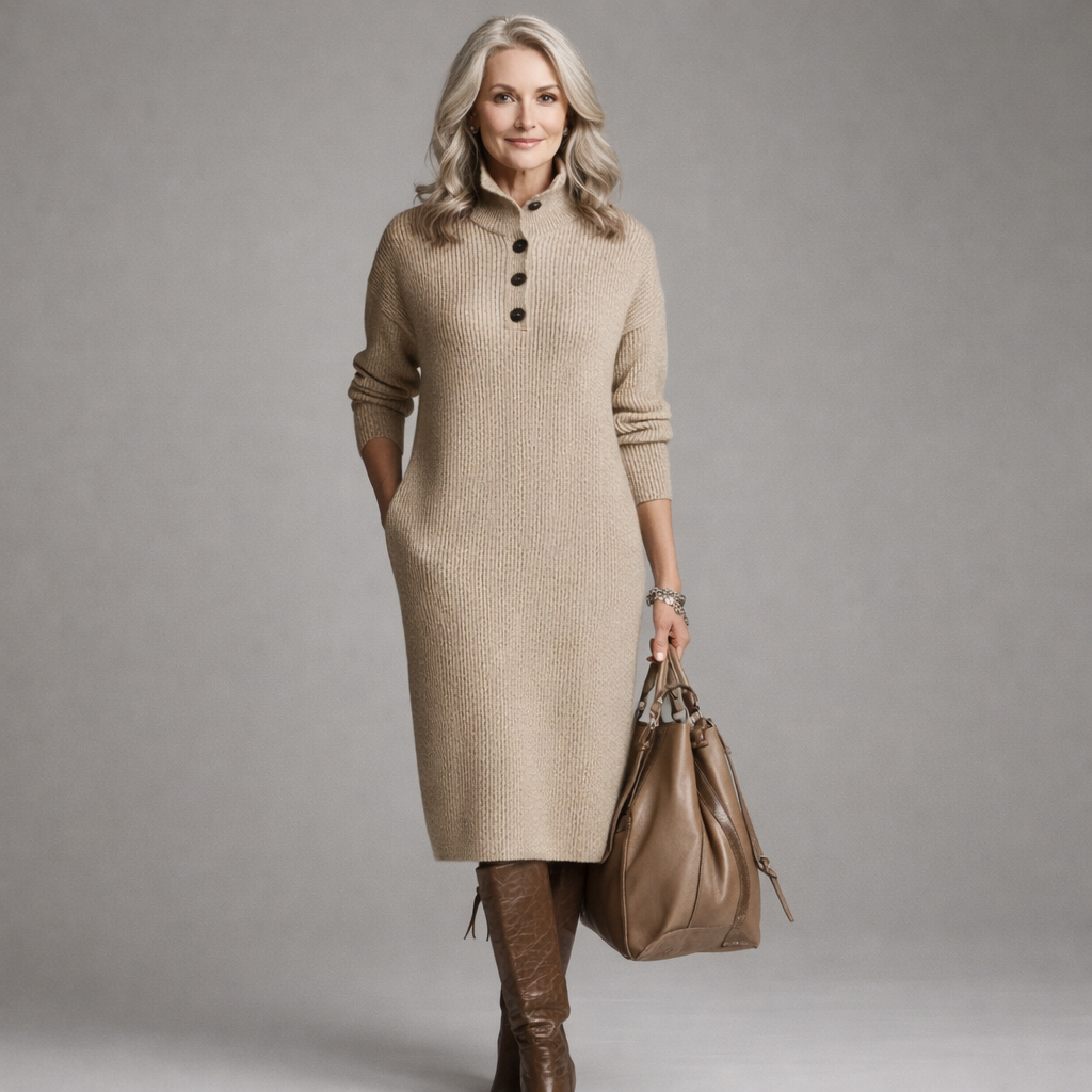 Davellia | Chic Ribbed Midi Dress