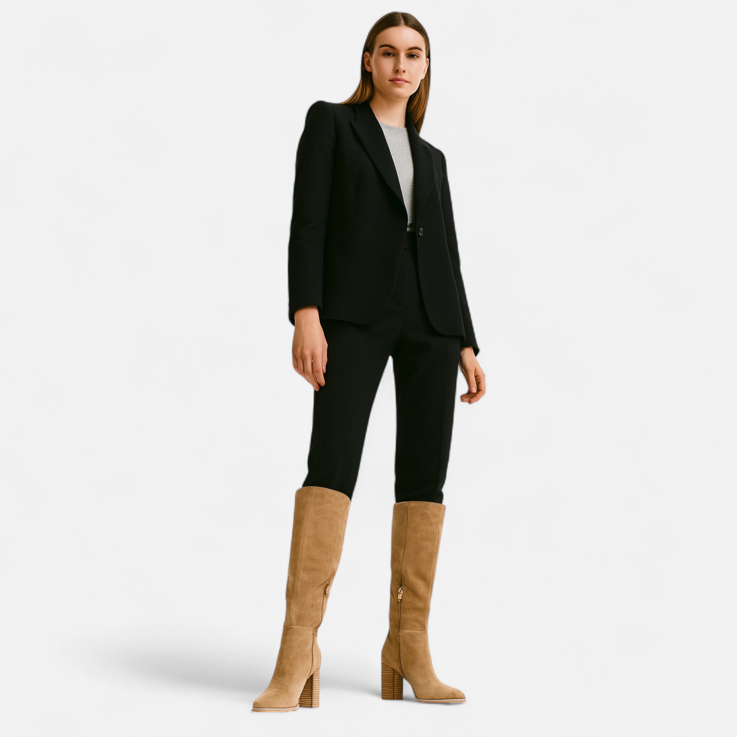 Davellia | Women’s Long Boots – Equestrian Light Brown Elegance