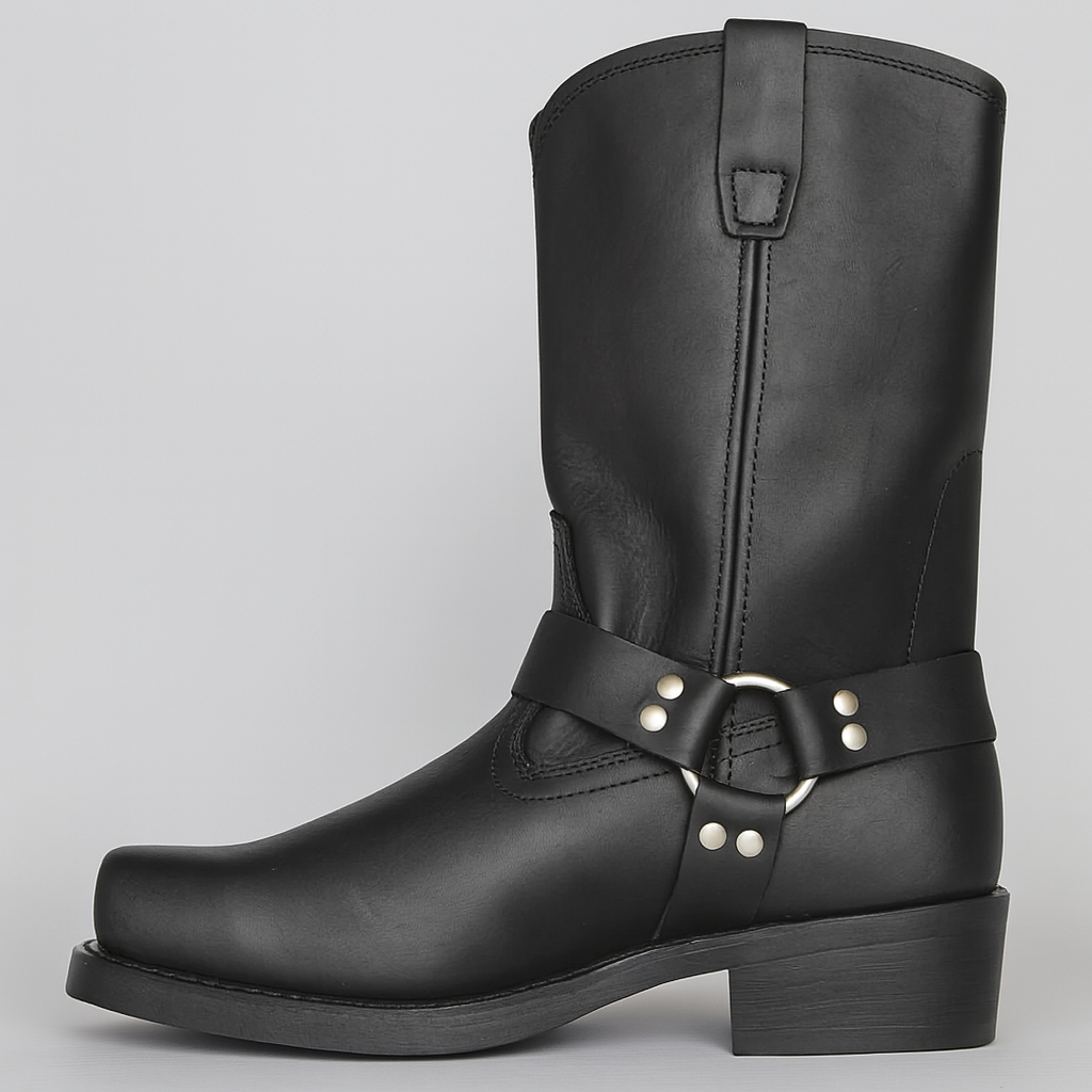 Davellia | Women’s Leather Cowboy Boots with Buckle