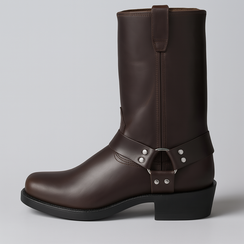 Davellia | Women’s Leather Cowboy Boots with Buckle
