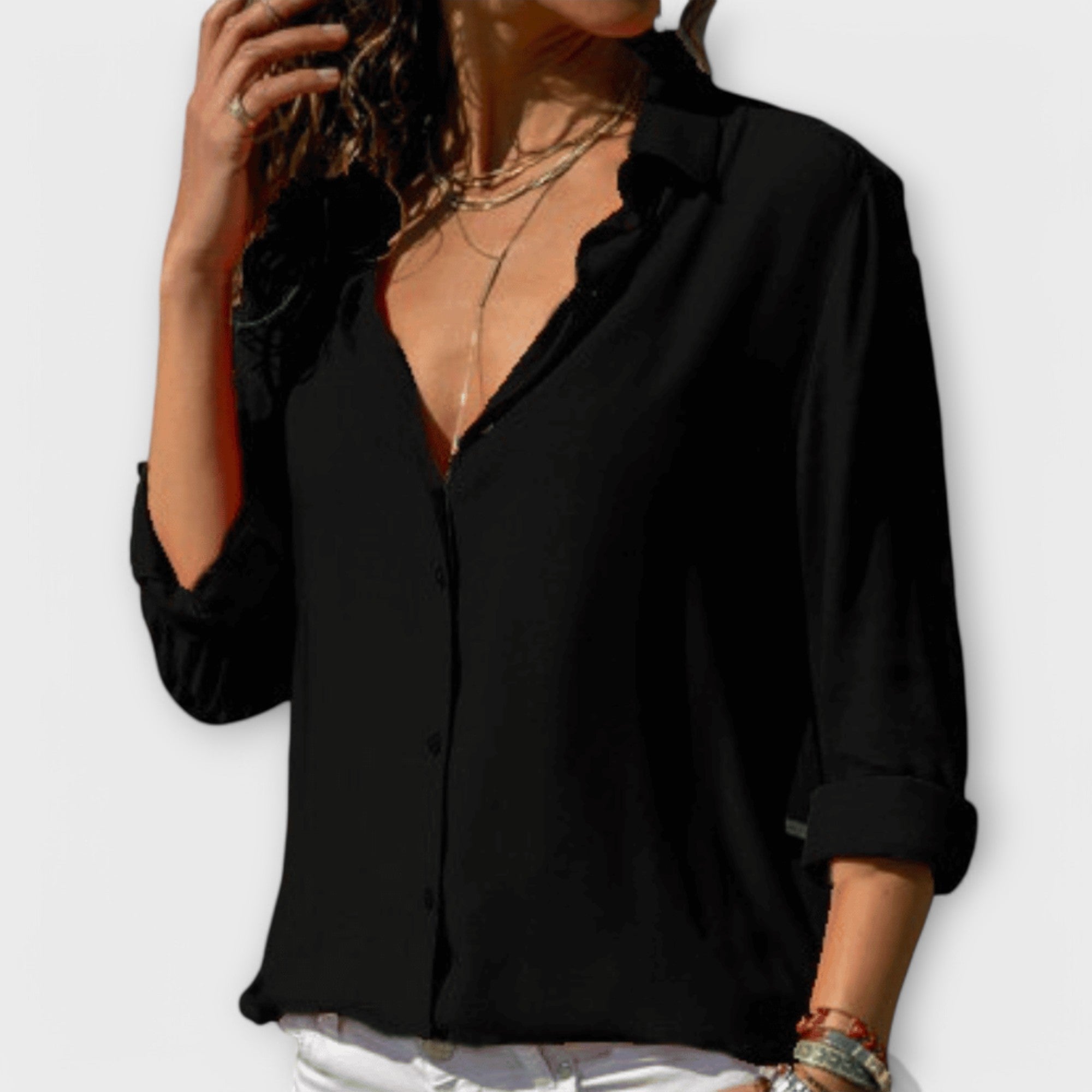 Davellia | Elegant V-Neck Loose Fit Top