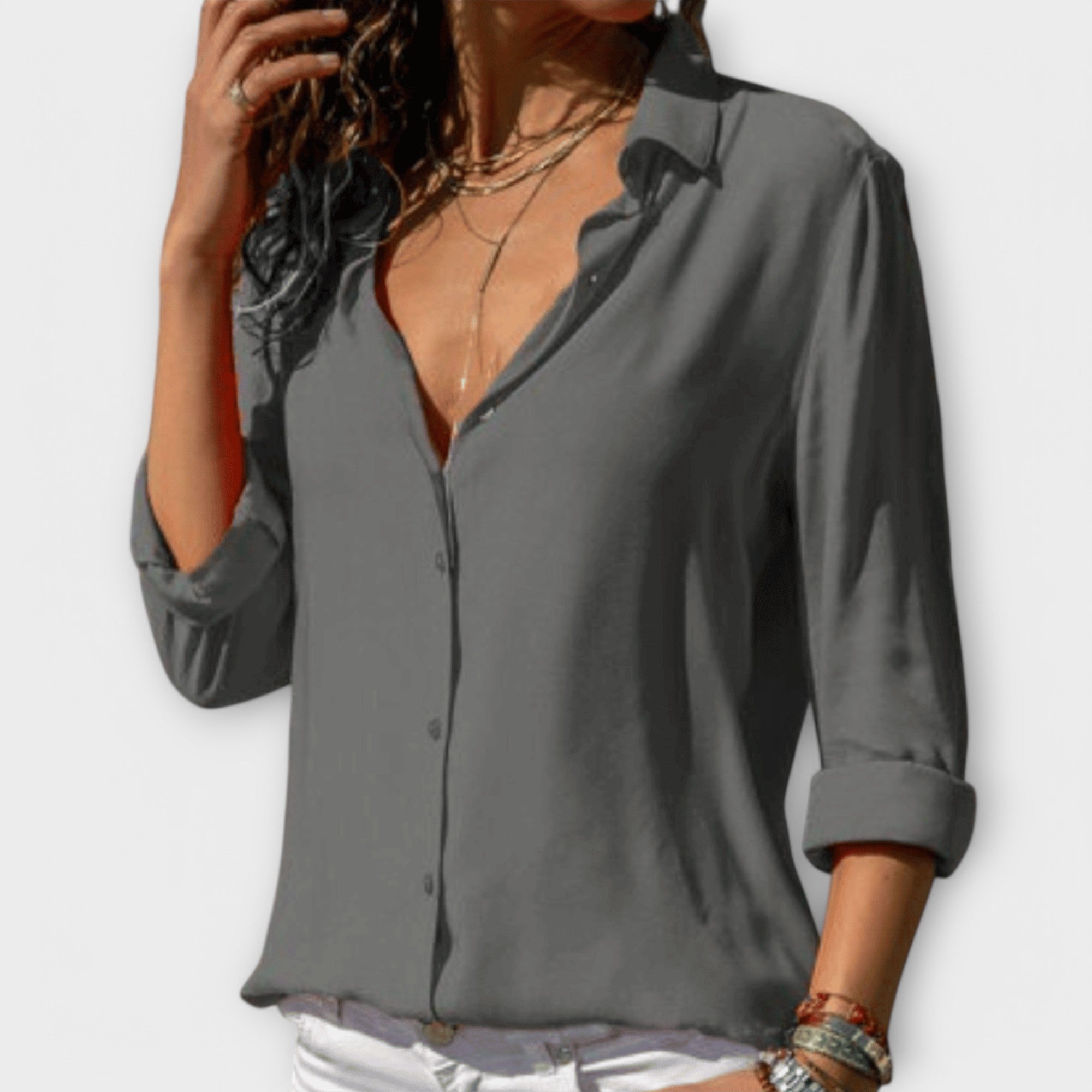 Davellia | Elegant V-Neck Loose Fit Top
