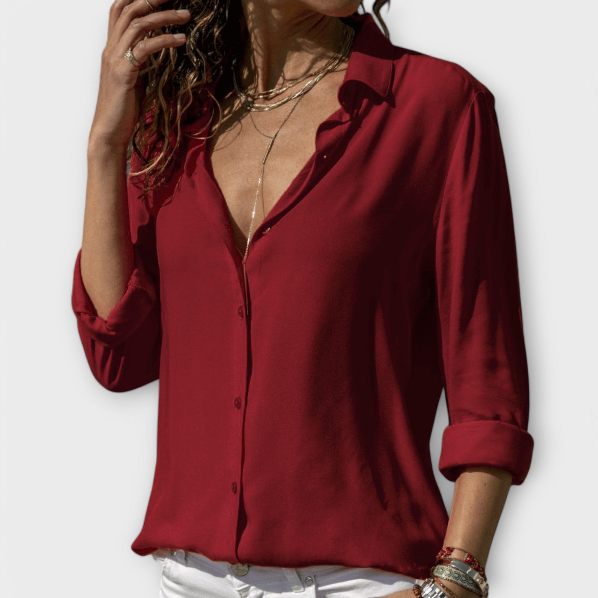 Davellia | Elegant V-Neck Loose Fit Top