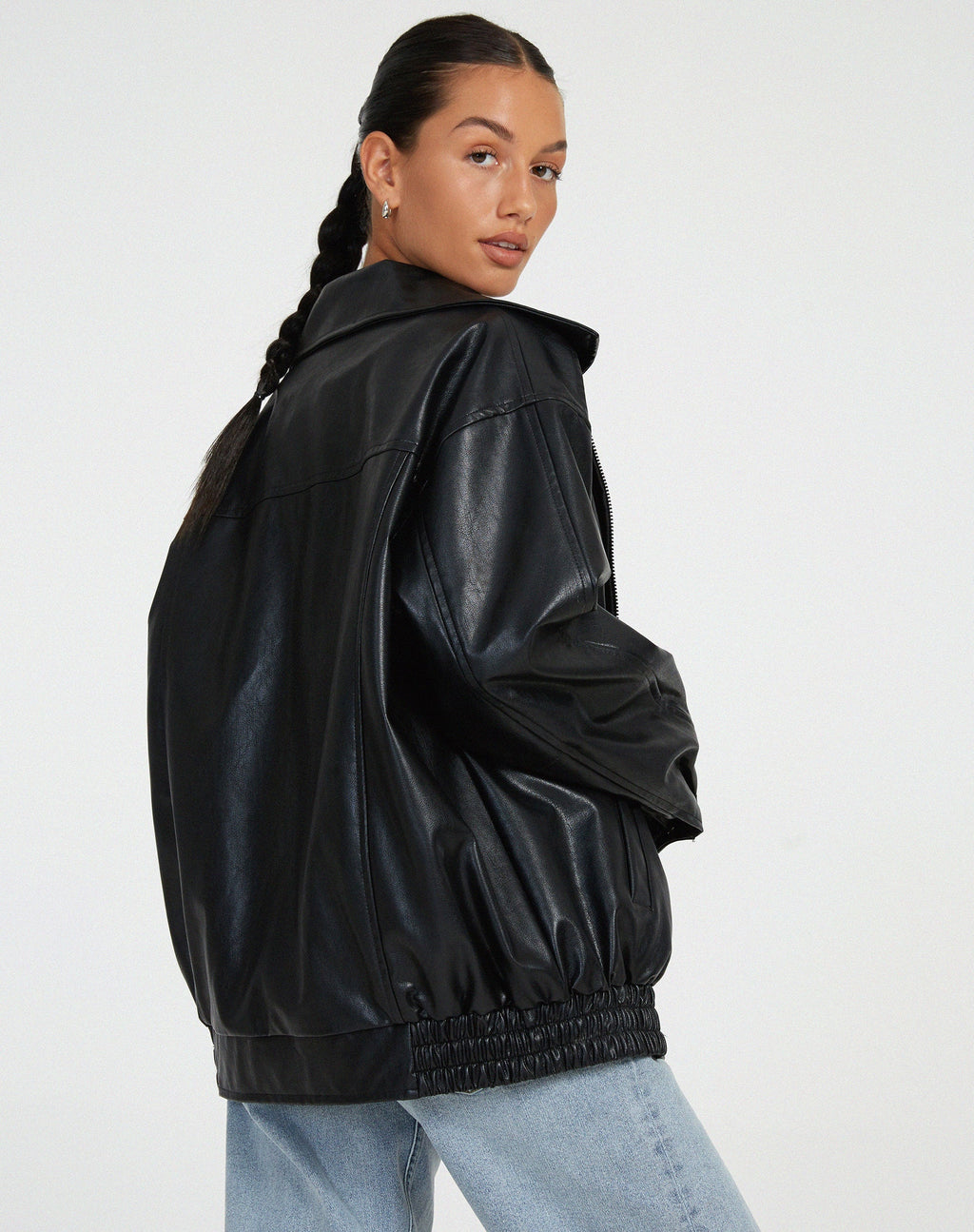 Davellia | Women’s Oversized Leather Bomber Jacket
