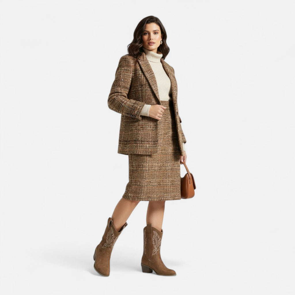Davellia | Women’s Suede Cowboy Boots – Vintage Chunky Heel