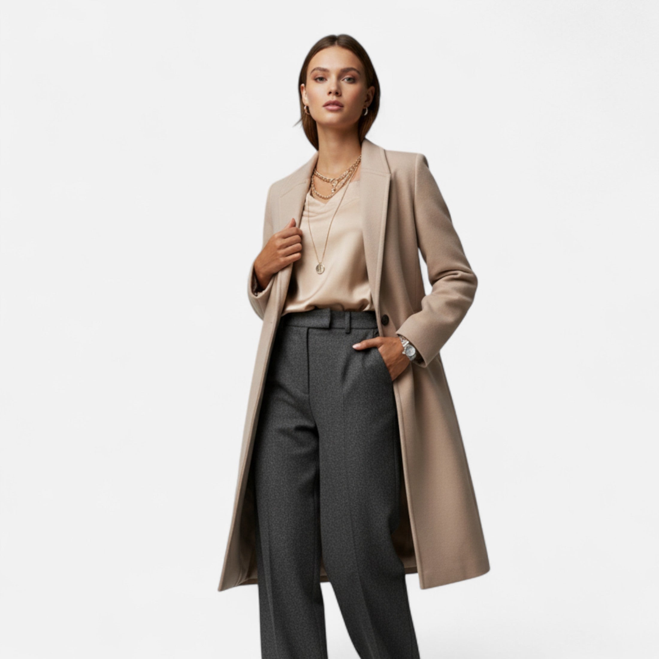 Davellia | Women’s Winter Overcoat – Lapel Collar Elegance