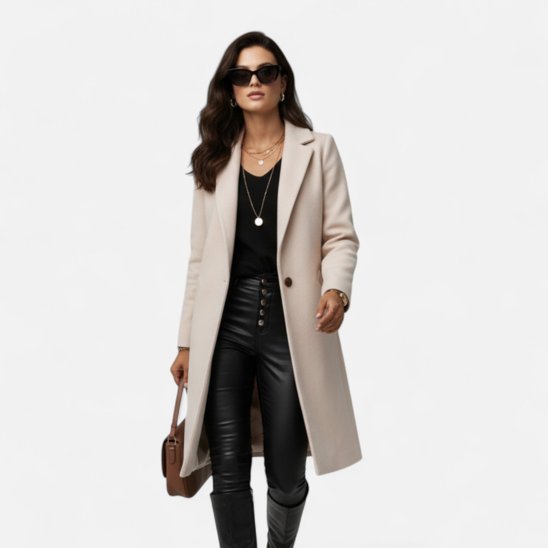 Davellia | Women’s Winter Overcoat – Lapel Collar Elegance