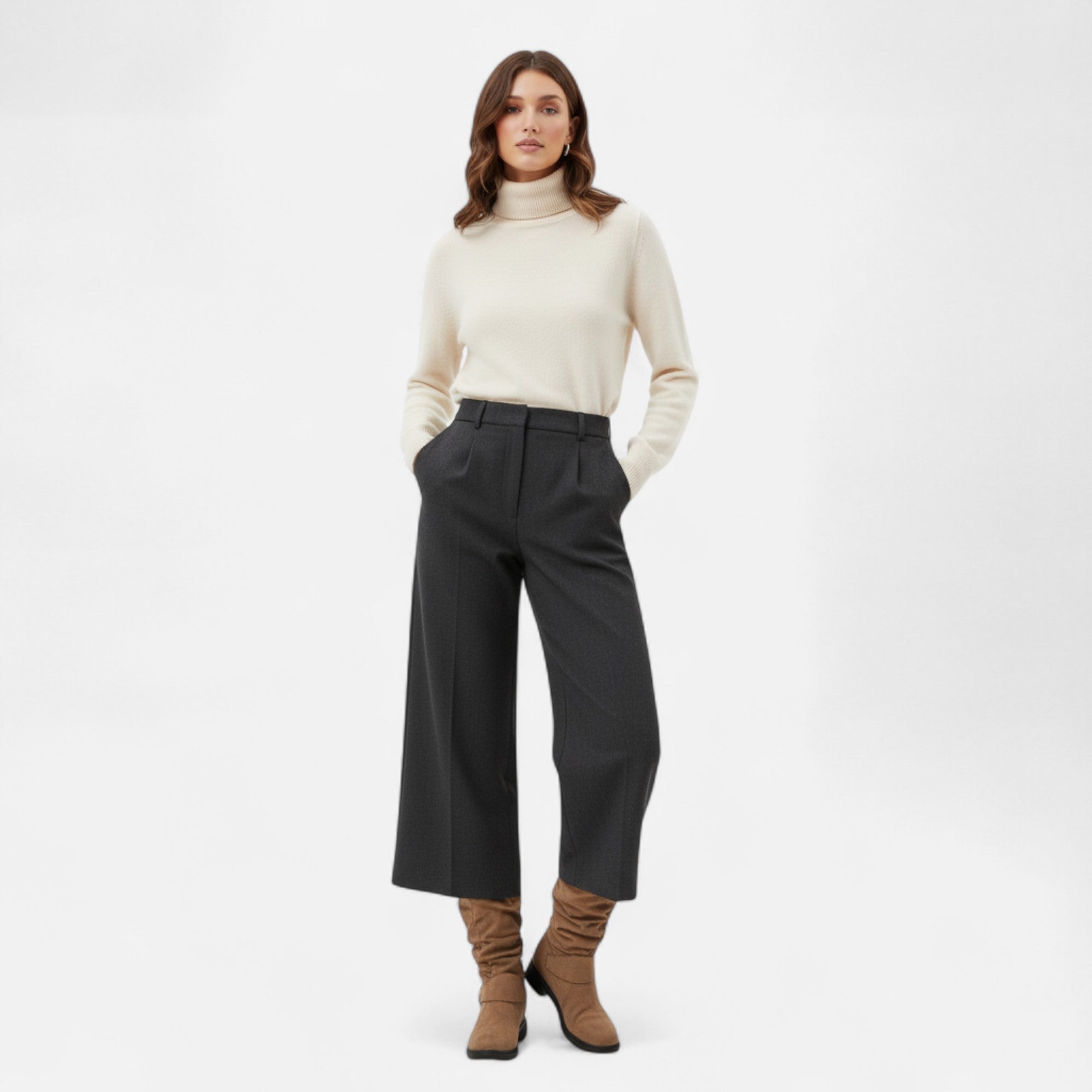 Davellia | Women’s Knee-High Boots – Buckle Belt Elegance