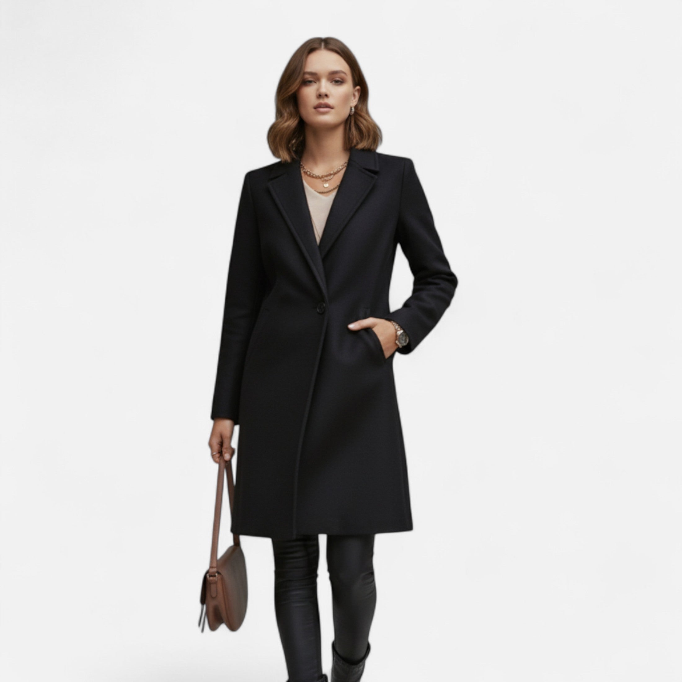 Davellia | Women’s Winter Overcoat – Lapel Collar Elegance