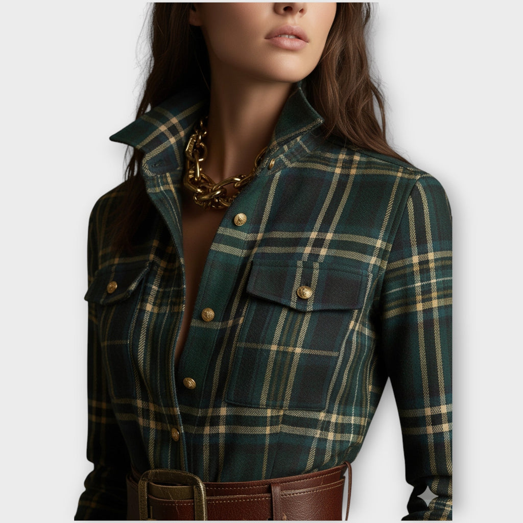 Davellia | Retro Plaid Maxi Dress