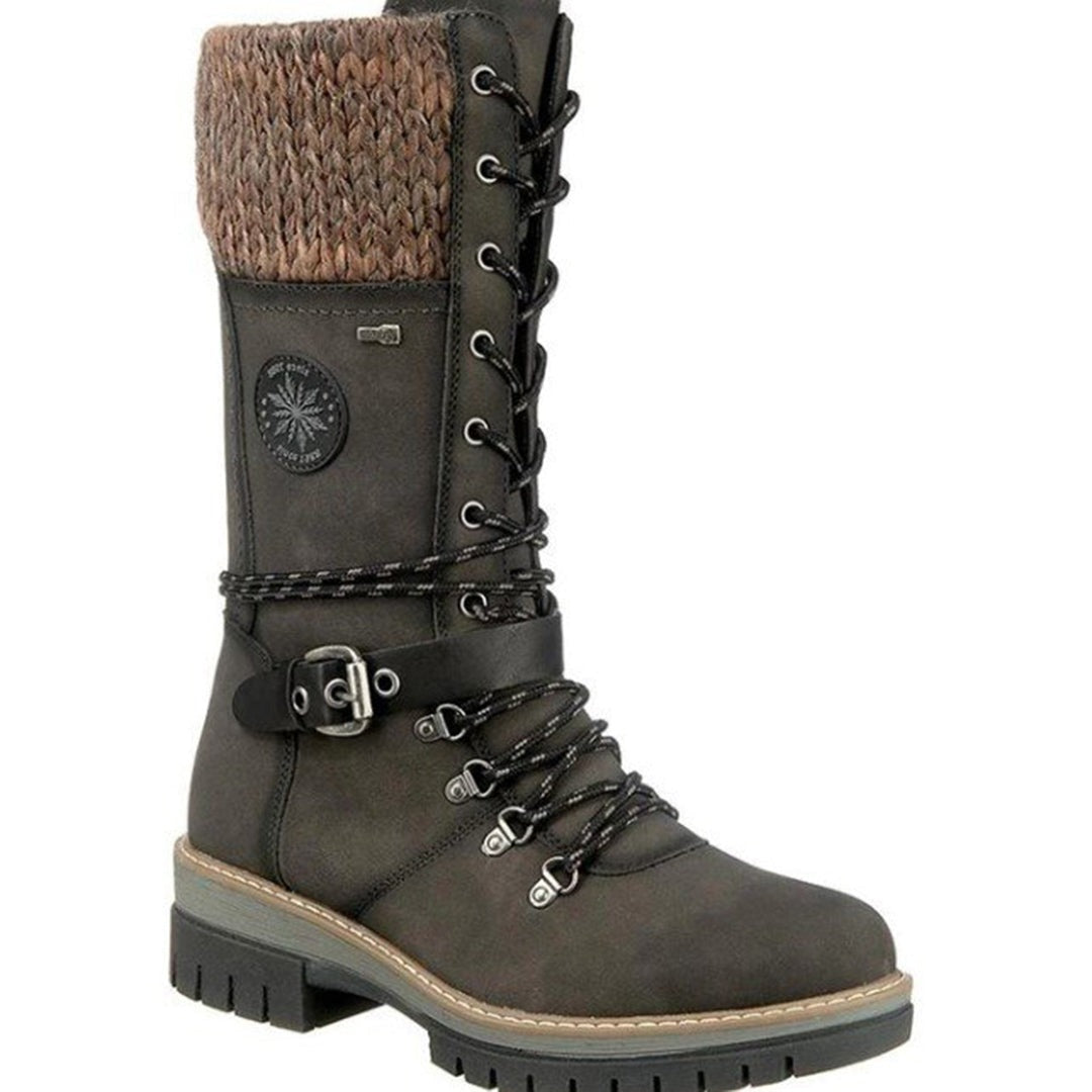Davellia | Women’s Lace-Up Boots with Knit Cuff