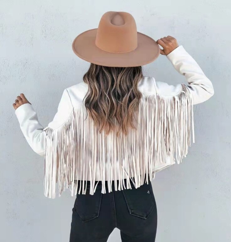 Davellia | Women’s Fringed Suede Moto Jacket