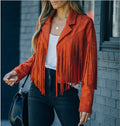 Davellia | Women’s Fringed Suede Moto Jacket