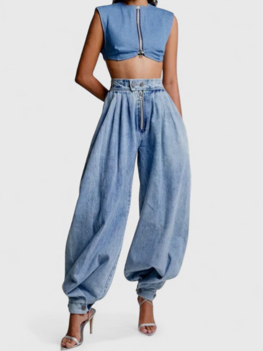 Davellia | Women’s High-Waist Denim Pants