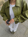 Davellia | Women’s Relaxed Fit Oversized Leather Bomber Jacket