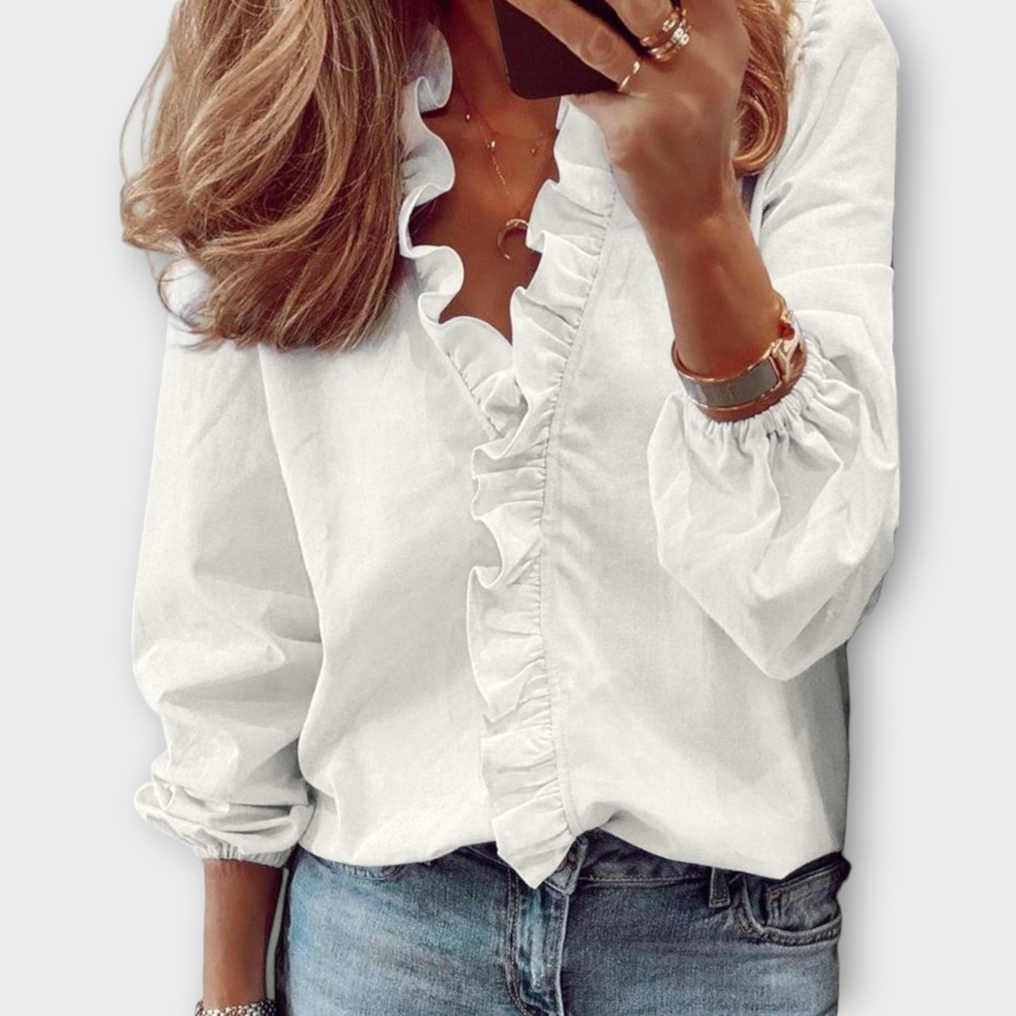 Davellia | V-Neck Ruffle Top