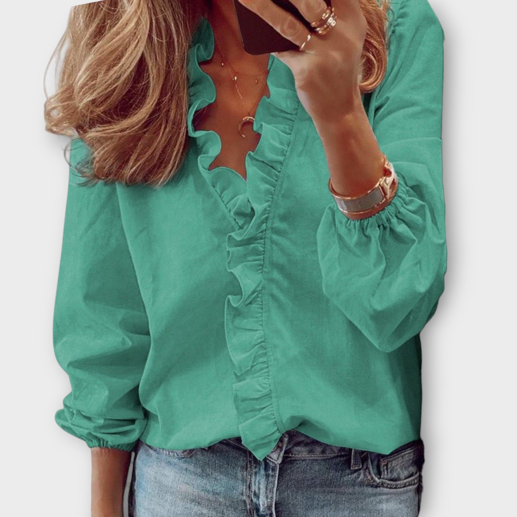 Davellia | V-Neck Ruffle Top