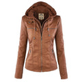 Davellia | Women’s Hooded Zip-Up Casual Biker Jacket