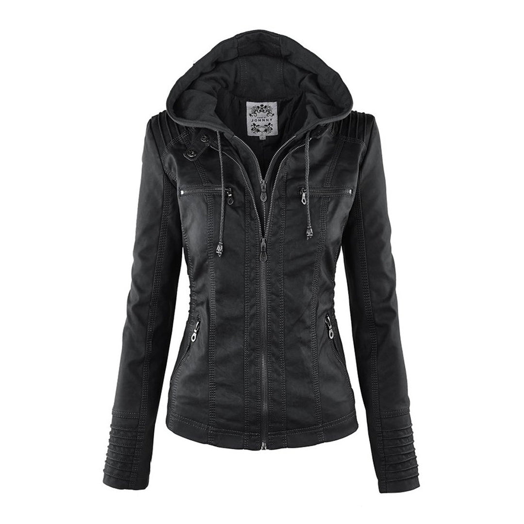 Davellia | Women’s Hooded Zip-Up Casual Biker Jacket
