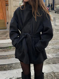 Davellia | Women’s Spring Belted Stand Collar Short Coat