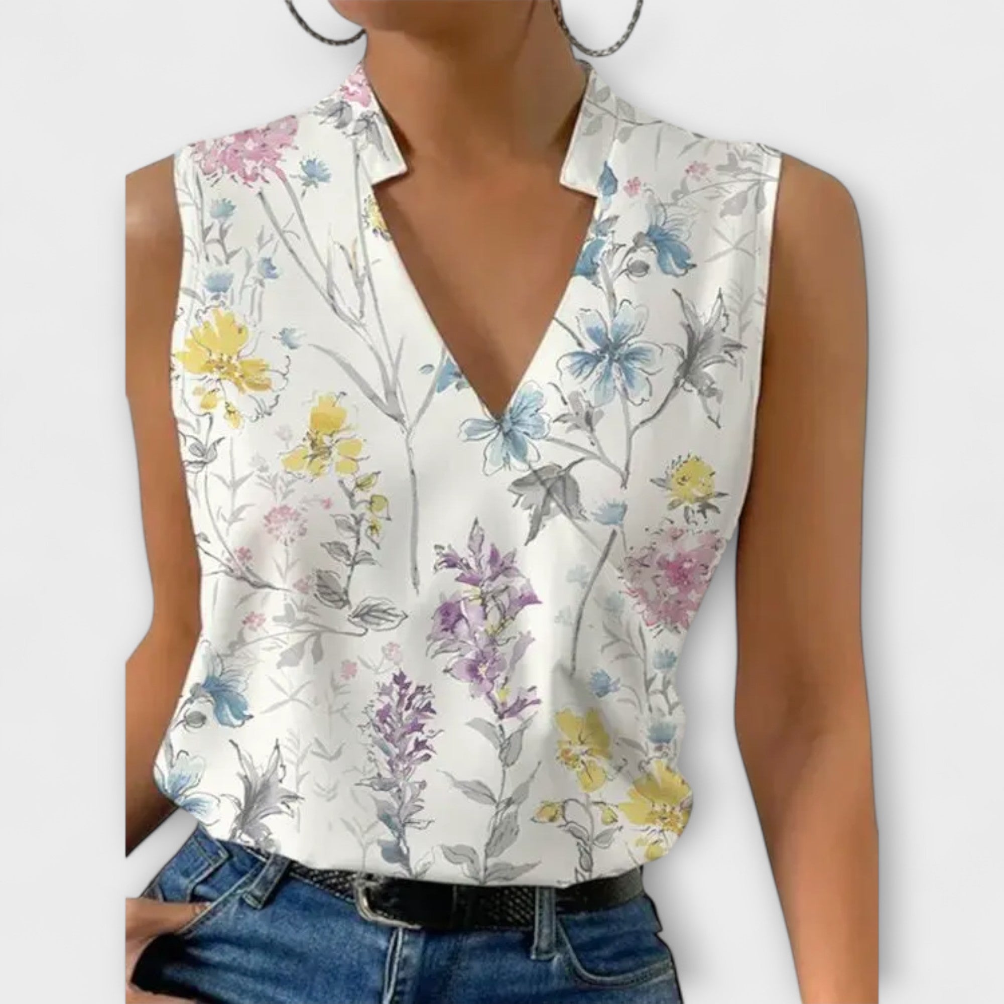 Davellia | Women's Elegant Sleeveless V-Neck Wrap Blouse