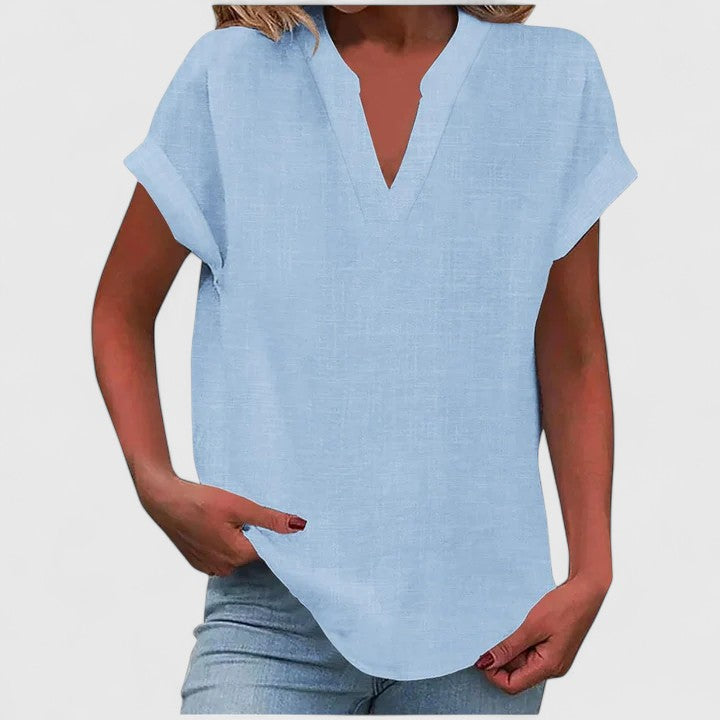 Davellia | Women's Casual Linen V-Neck Blouse