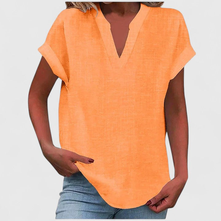 Davellia | Women's Casual Linen V-Neck Blouse