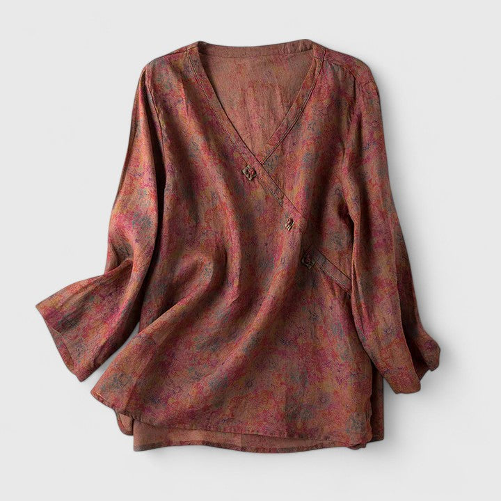 Davellia | Women's Elegant Textured V-Neck Wrap Blouse