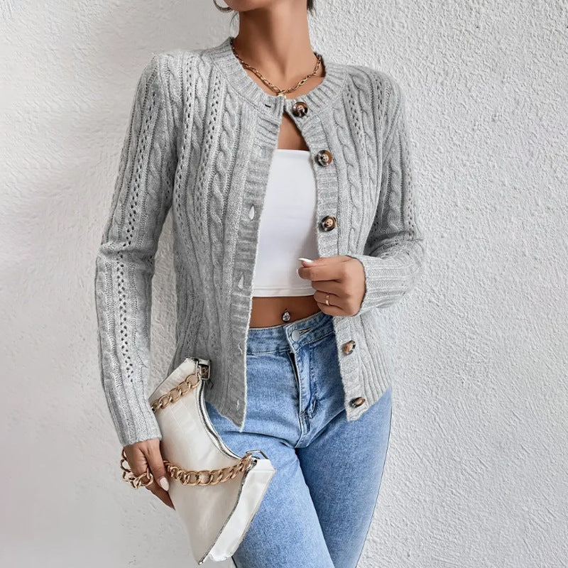 Davellia  | Warm Cable Knit Cardigan with Buttons