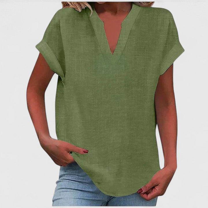 Davellia | Women's Casual Linen V-Neck Blouse