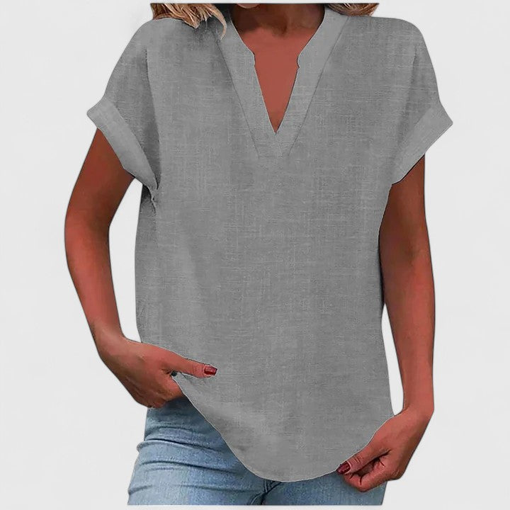 Davellia | Women's Casual Linen V-Neck Blouse