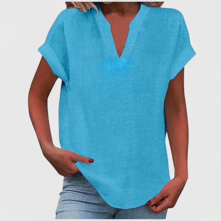 Davellia | Women's Casual Linen V-Neck Blouse