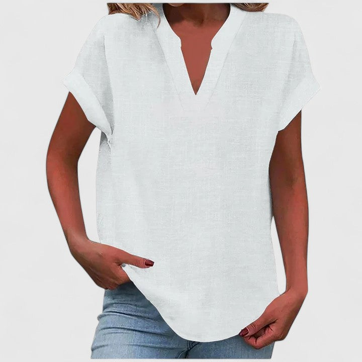 Davellia | Women's Casual Linen V-Neck Blouse