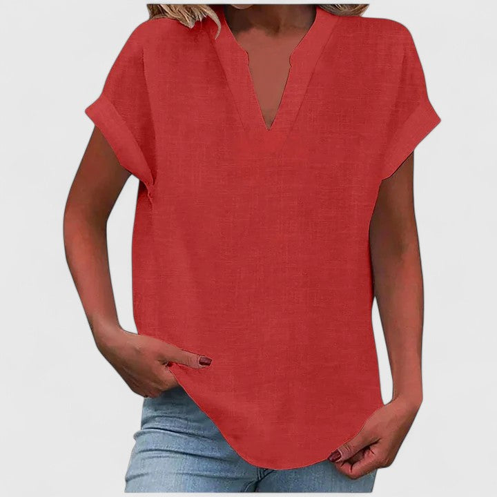 Davellia | Women's Casual Linen V-Neck Blouse