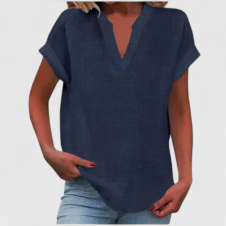 Davellia | Women's Casual Linen V-Neck Blouse