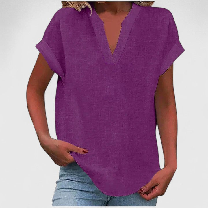 Davellia | Women's Casual Linen V-Neck Blouse