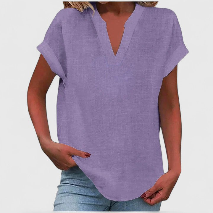 Davellia | Women's Casual Linen V-Neck Blouse