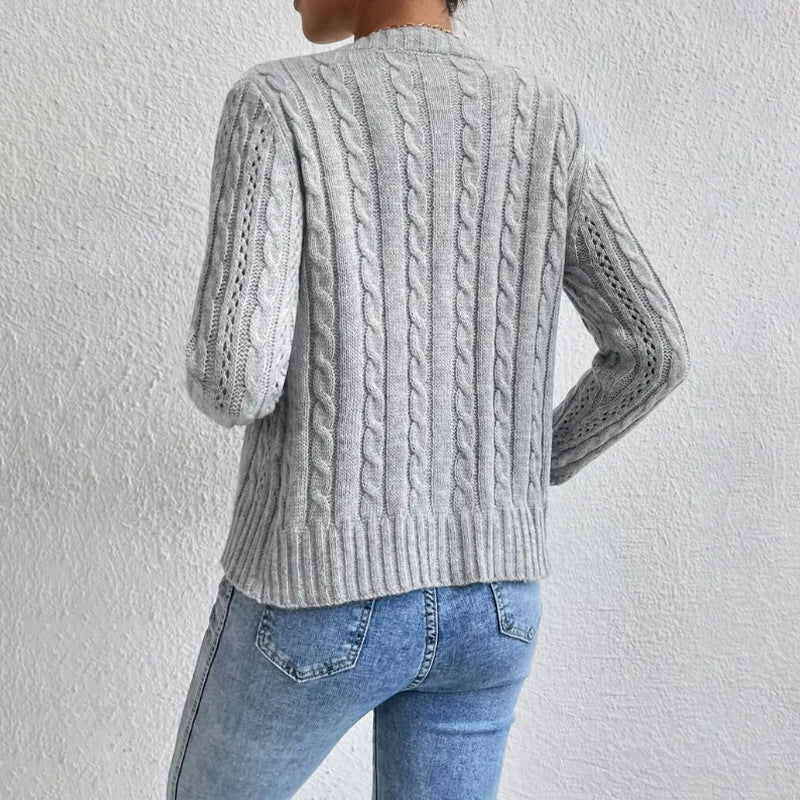 Davellia  | Warm Cable Knit Cardigan with Buttons