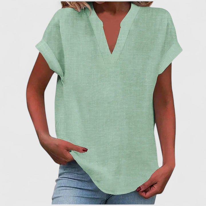 Davellia | Women's Casual Linen V-Neck Blouse