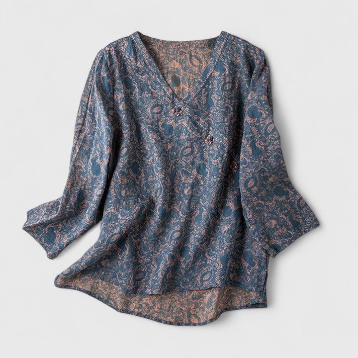 Davellia | Women's Elegant Textured V-Neck Wrap Blouse