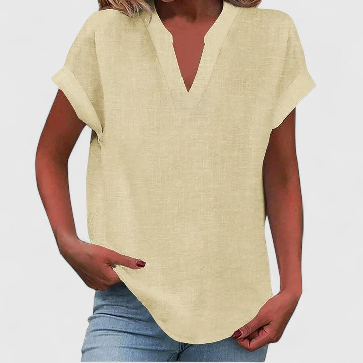Davellia | Women's Casual Linen V-Neck Blouse