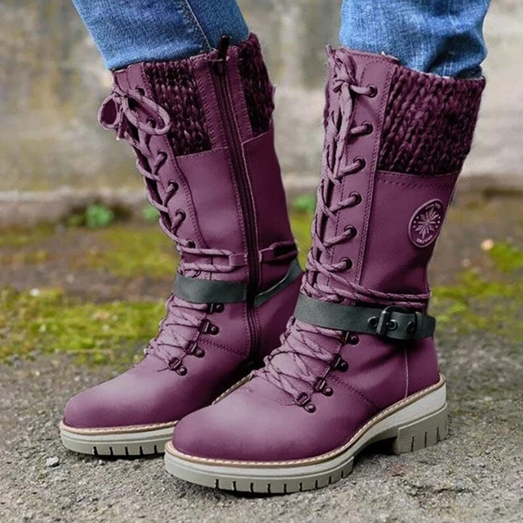 Davellia | Women’s Lace-Up Boots with Knit Cuff