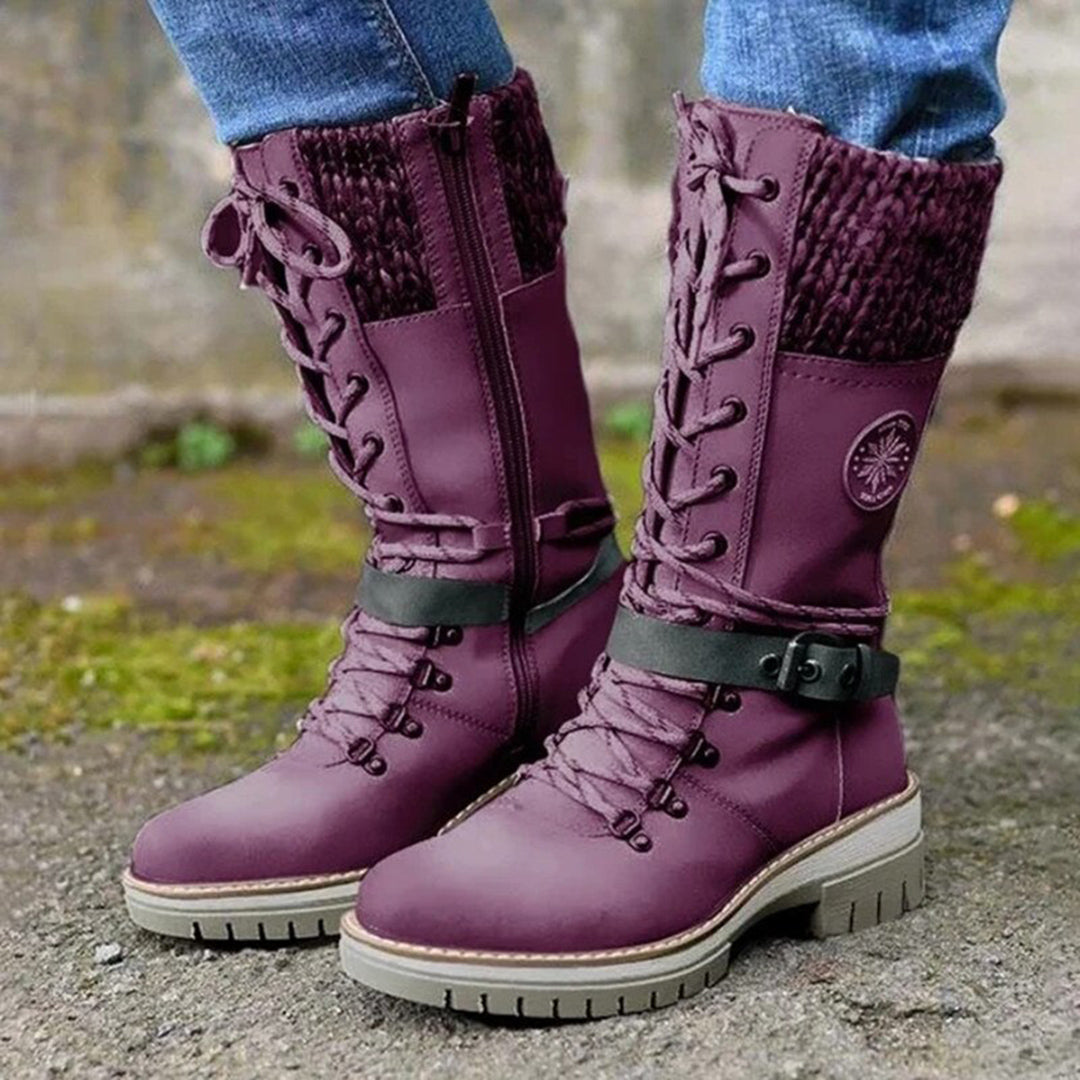 Davellia | Women’s Lace-Up Boots with Knit Cuff
