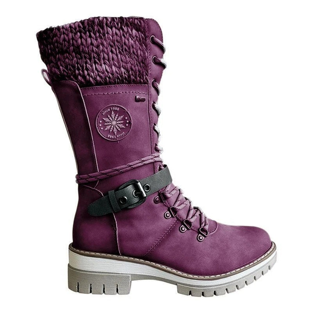 Davellia | Women’s Lace-Up Boots with Knit Cuff