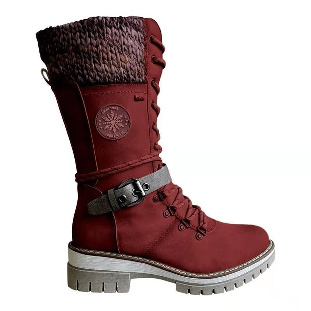 Davellia | Women’s Lace-Up Boots with Knit Cuff